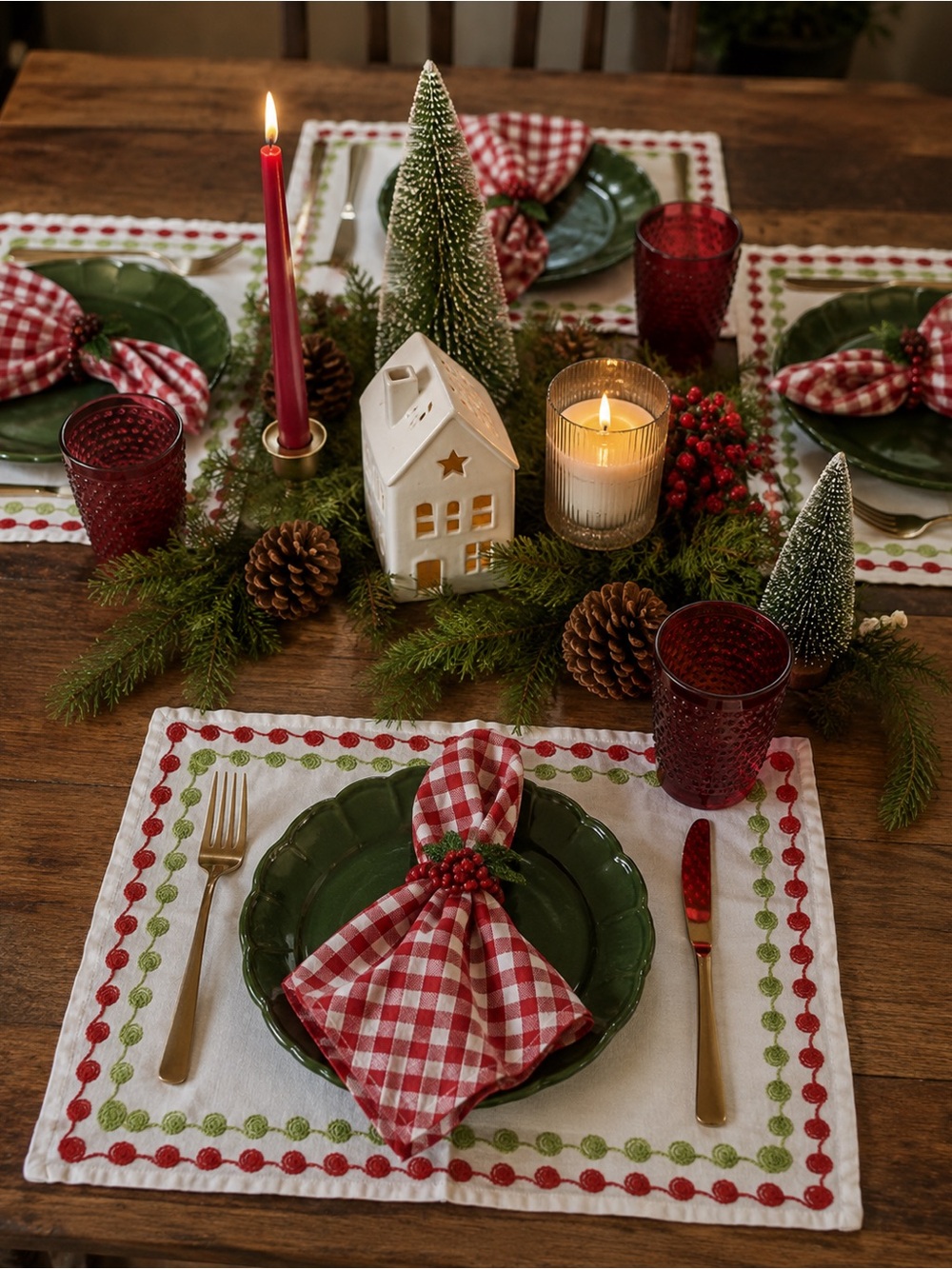 Pier 1 Imports Christmas Embroidered Dot Cloth Dinner Napkins White Set of 5